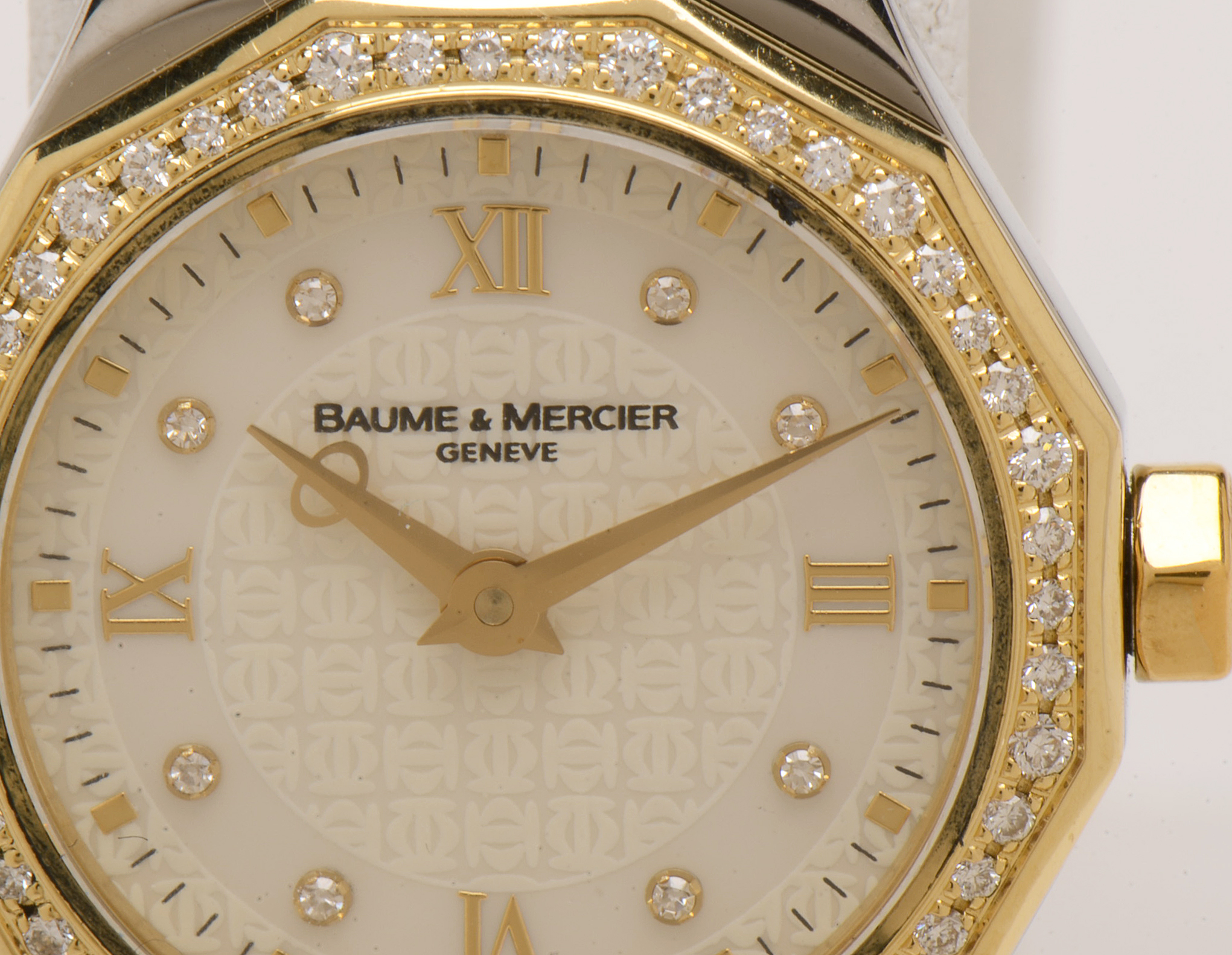 Baume & Mercier Riviera 18K Gold & Steel Mother of Pearl and Diamond Face Quartz Watch