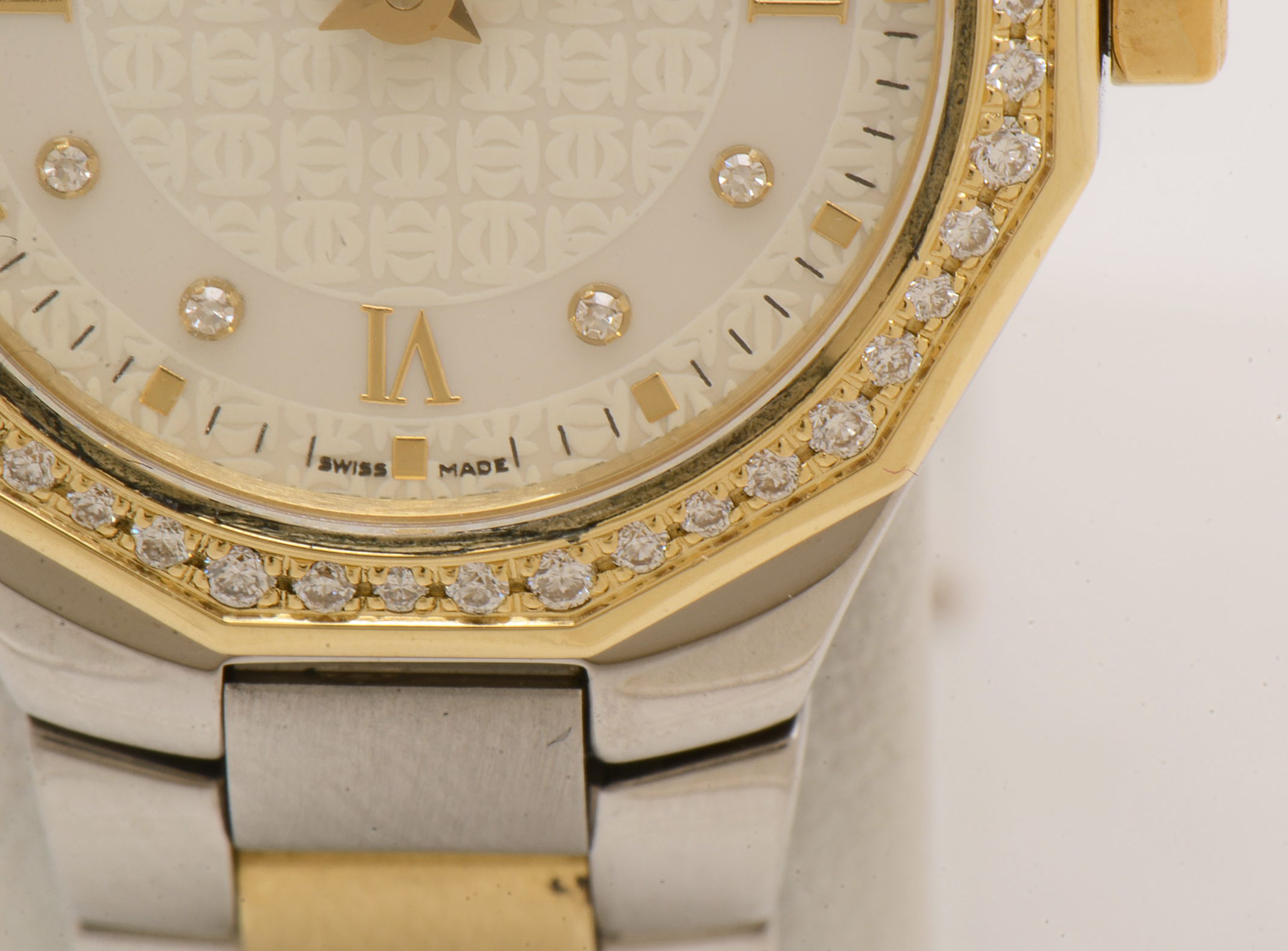 Baume & Mercier Riviera 18K Gold & Steel Mother of Pearl and Diamond Face Quartz Watch