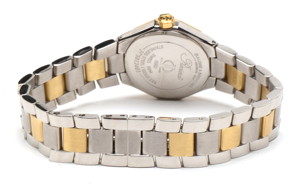 Baume & Mercier Riviera 18K Gold & Steel Mother of Pearl and Diamond Face Quartz Watch