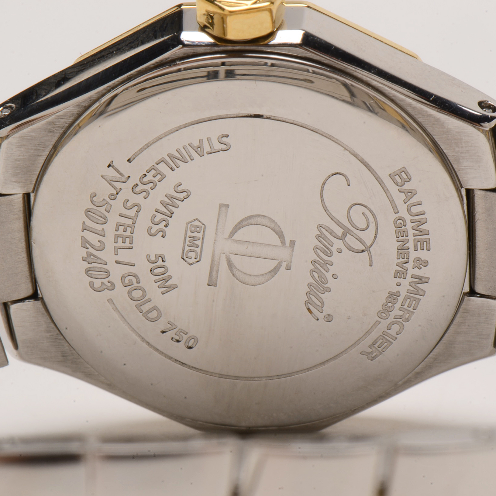 Baume & Mercier Riviera 18K Gold & Steel Mother of Pearl and Diamond Face Quartz Watch