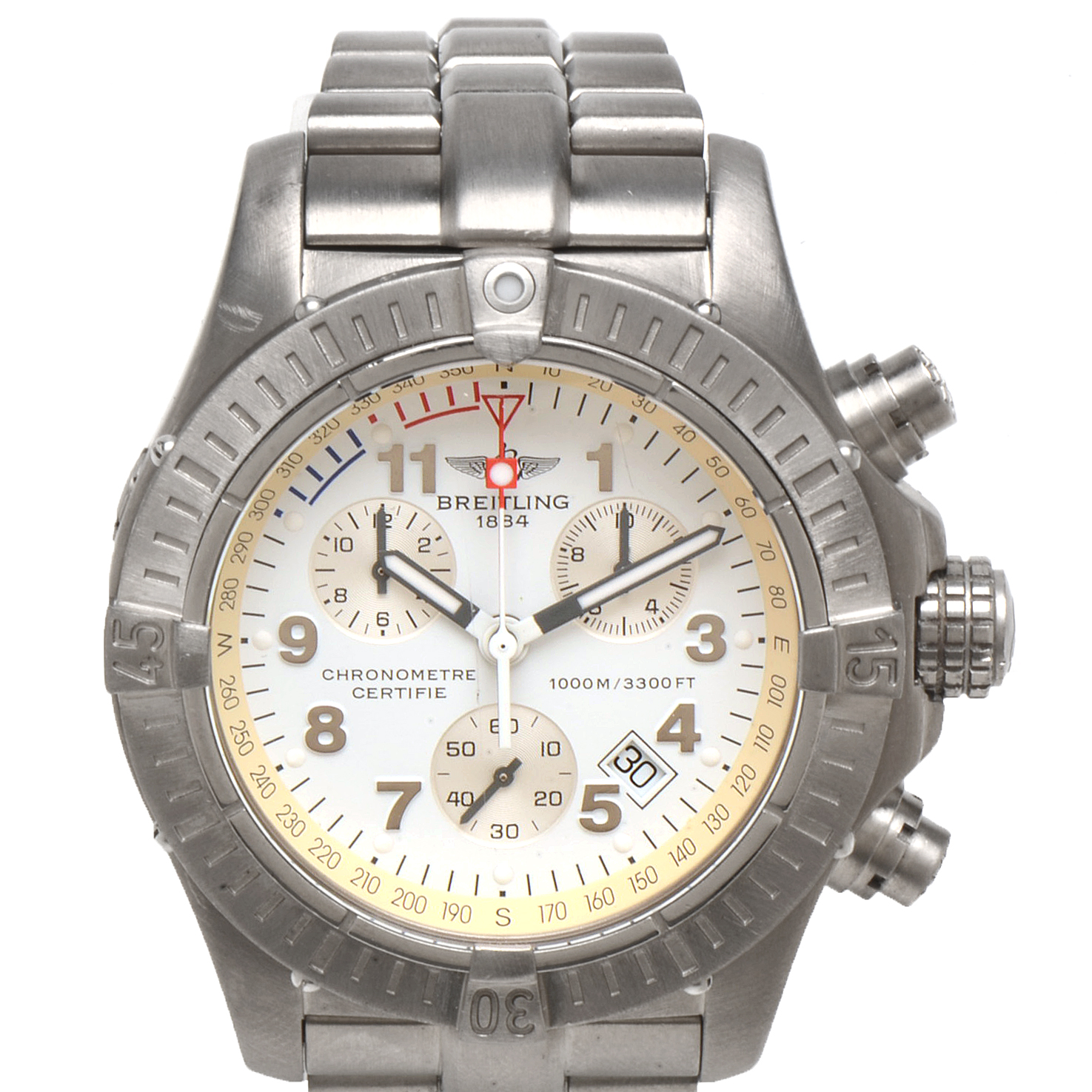 Breitling Chrono Avenger M1 Titanium 44mm White SuperQuartz Watch
