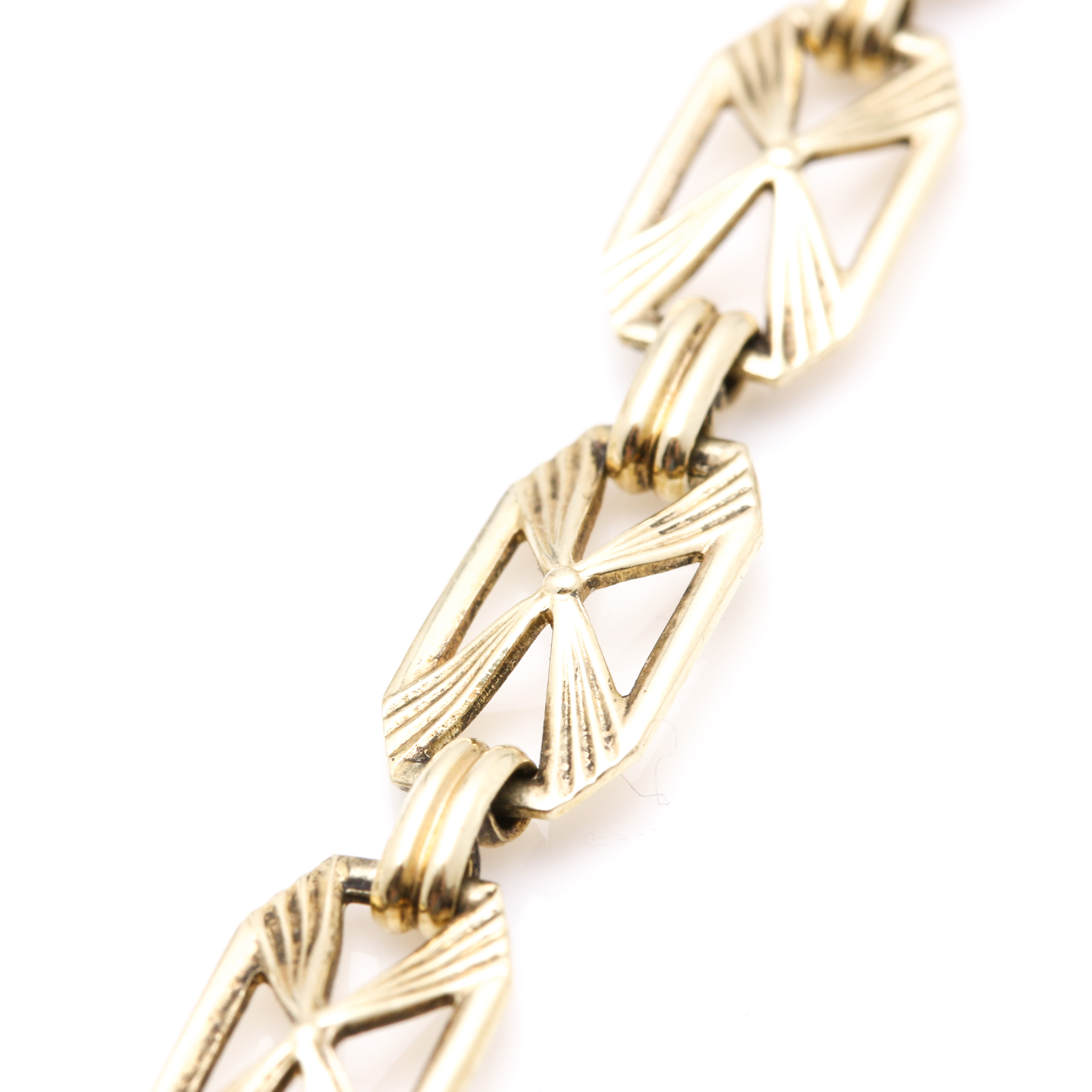 14K Yellow Gold Fancy Link Necklace with Carved Dyed Jadeite Pendant and Stones