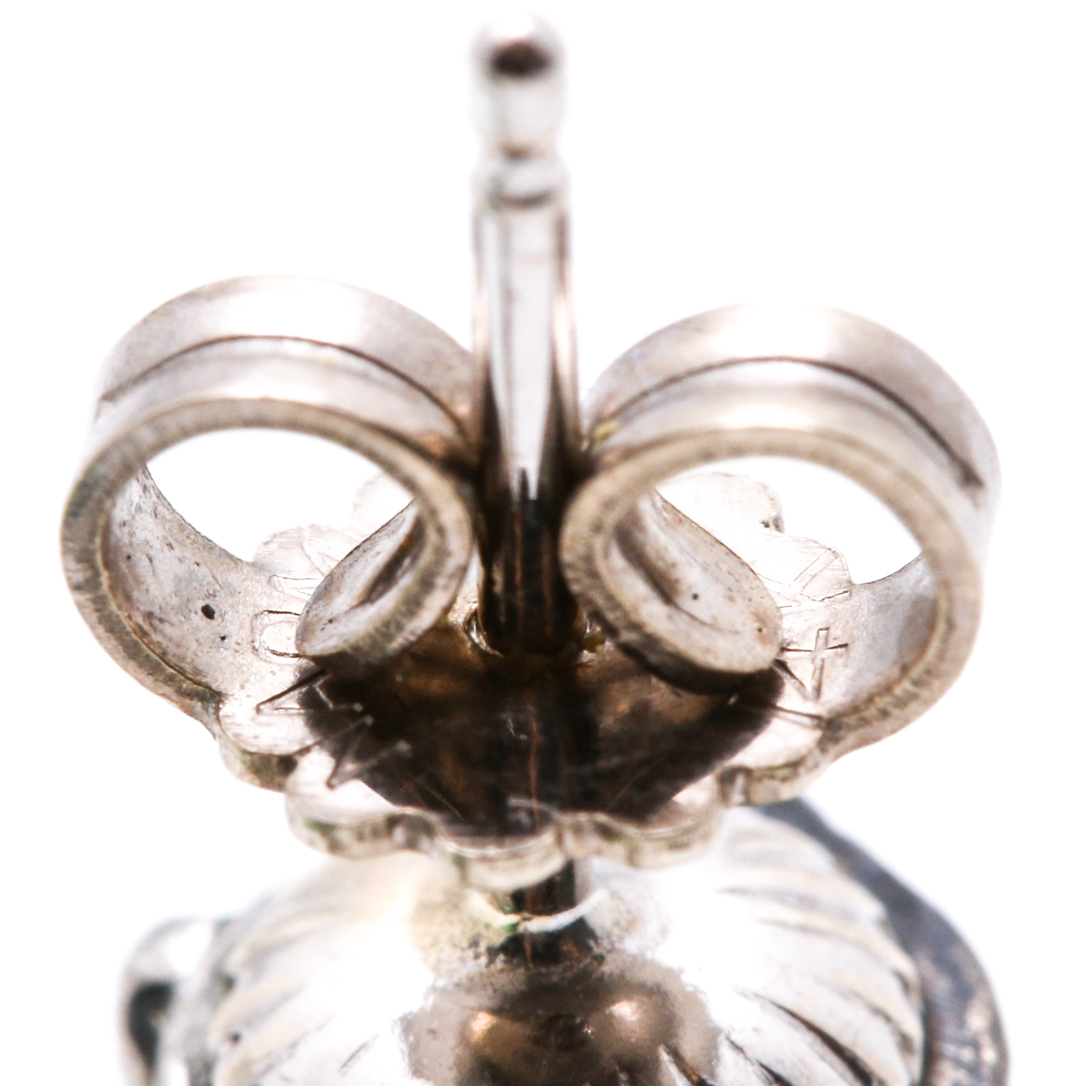 14K White Gold Carved Jadeite Drop Dangle Earrings