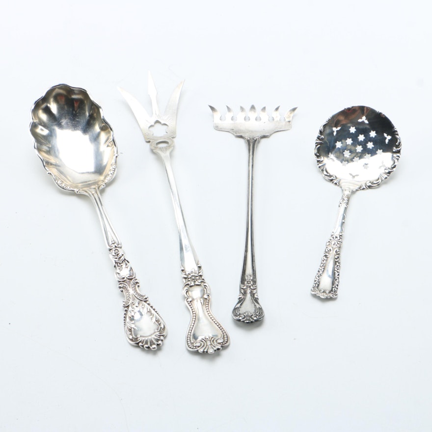 R. Blackinton & Co "Nautilus" Sterling Serving Spoon and Other Unique Sterling Utensils