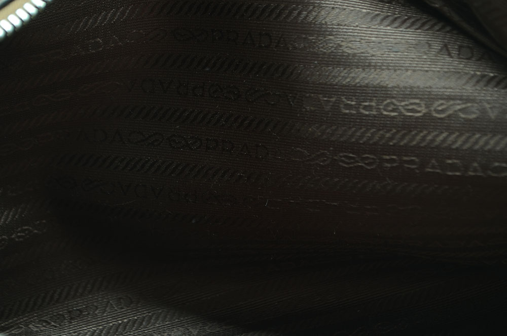 Prada Bruciato Leather Vitello Daino Tessuto Print Bauletto Bag