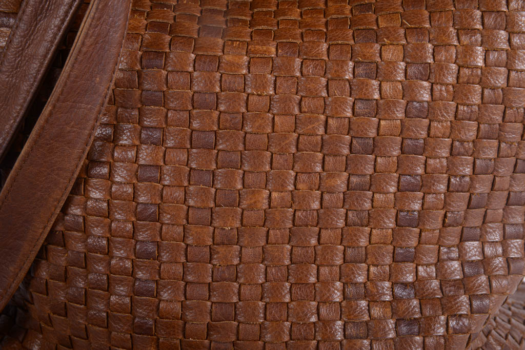 Vintage Fendi Brown Woven Leather Bucket Bag