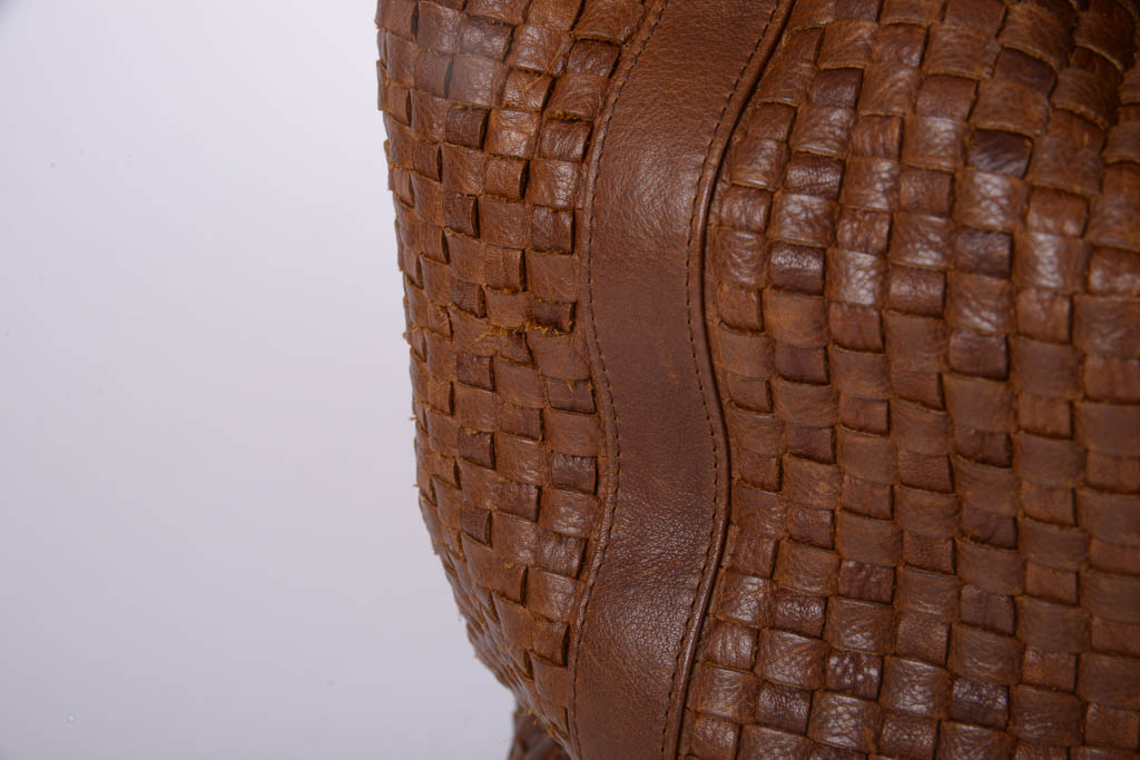 Vintage Fendi Brown Woven Leather Bucket Bag