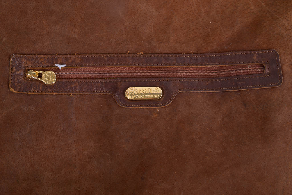 Vintage Fendi Brown Woven Leather Bucket Bag