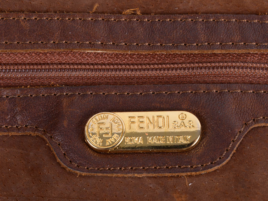 Vintage Fendi Brown Woven Leather Bucket Bag