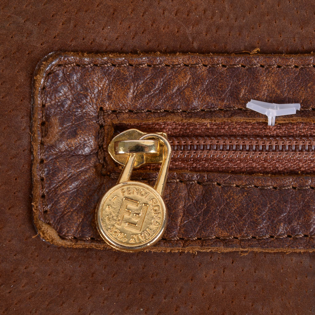 Vintage Fendi Brown Woven Leather Bucket Bag