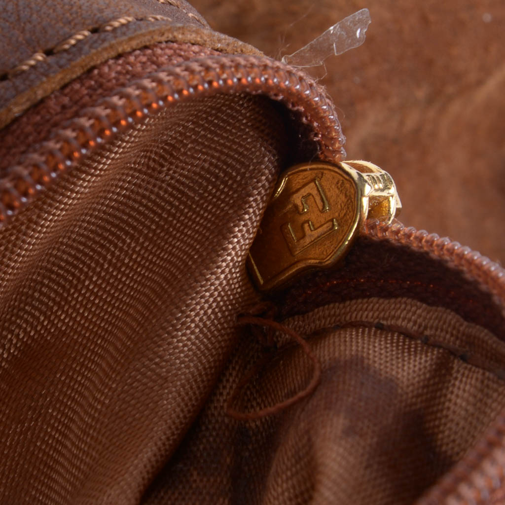 Vintage Fendi Brown Woven Leather Bucket Bag