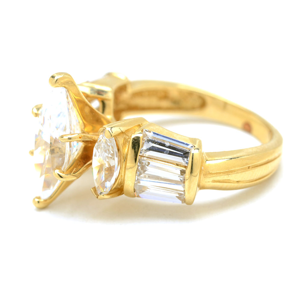 14K Yellow Gold Jewelry with Cubic Zirconia Stones