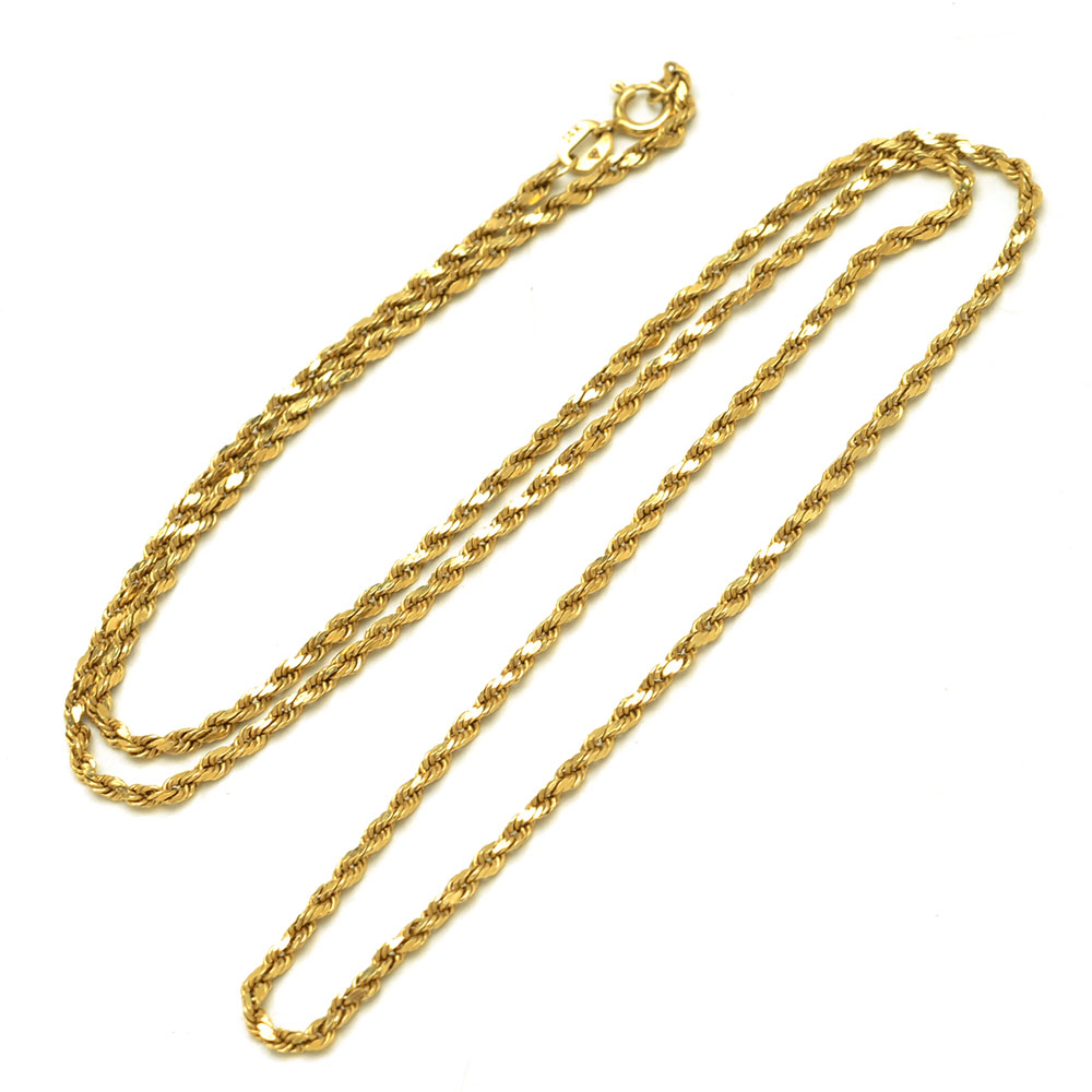 14K Yellow Gold Rope Chain Necklace