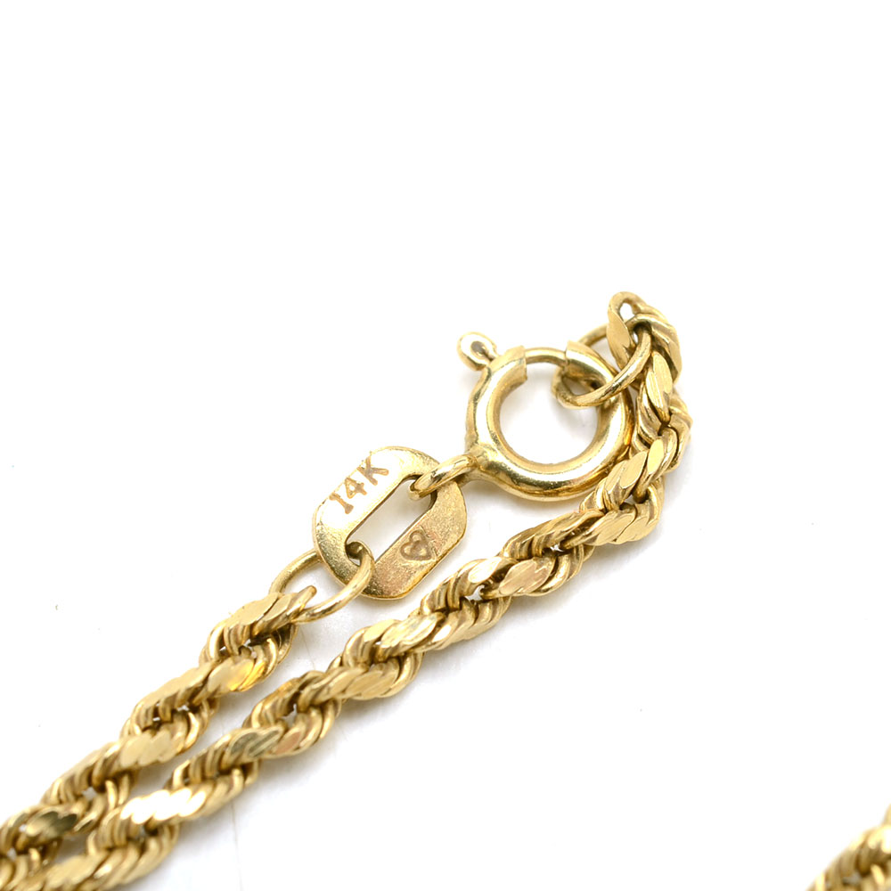14K Yellow Gold Rope Chain Necklace