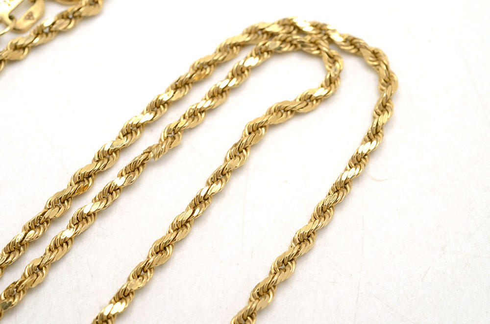 14K Yellow Gold Rope Chain Necklace