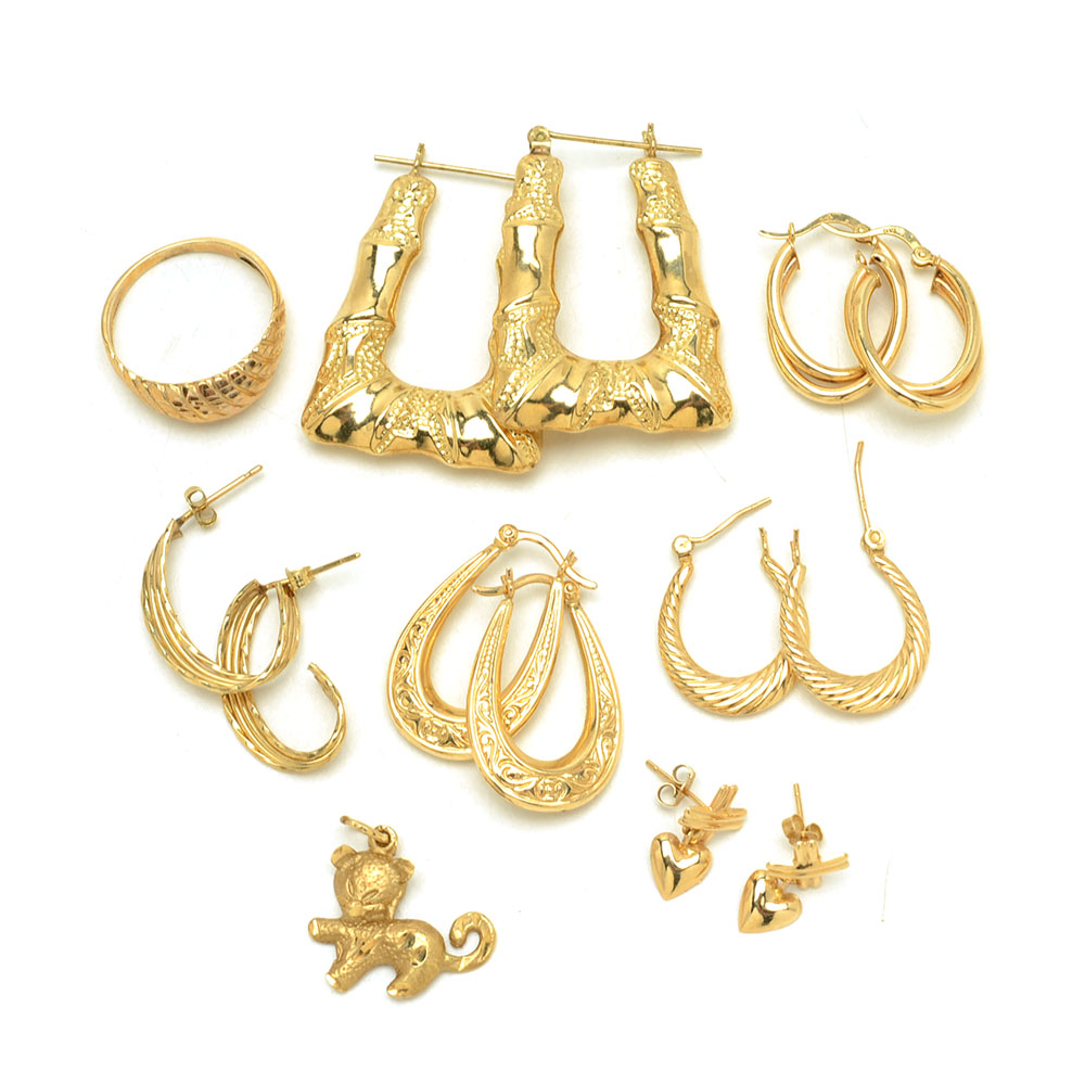 Group of 10K and 14K Yellow Gold Jewelry