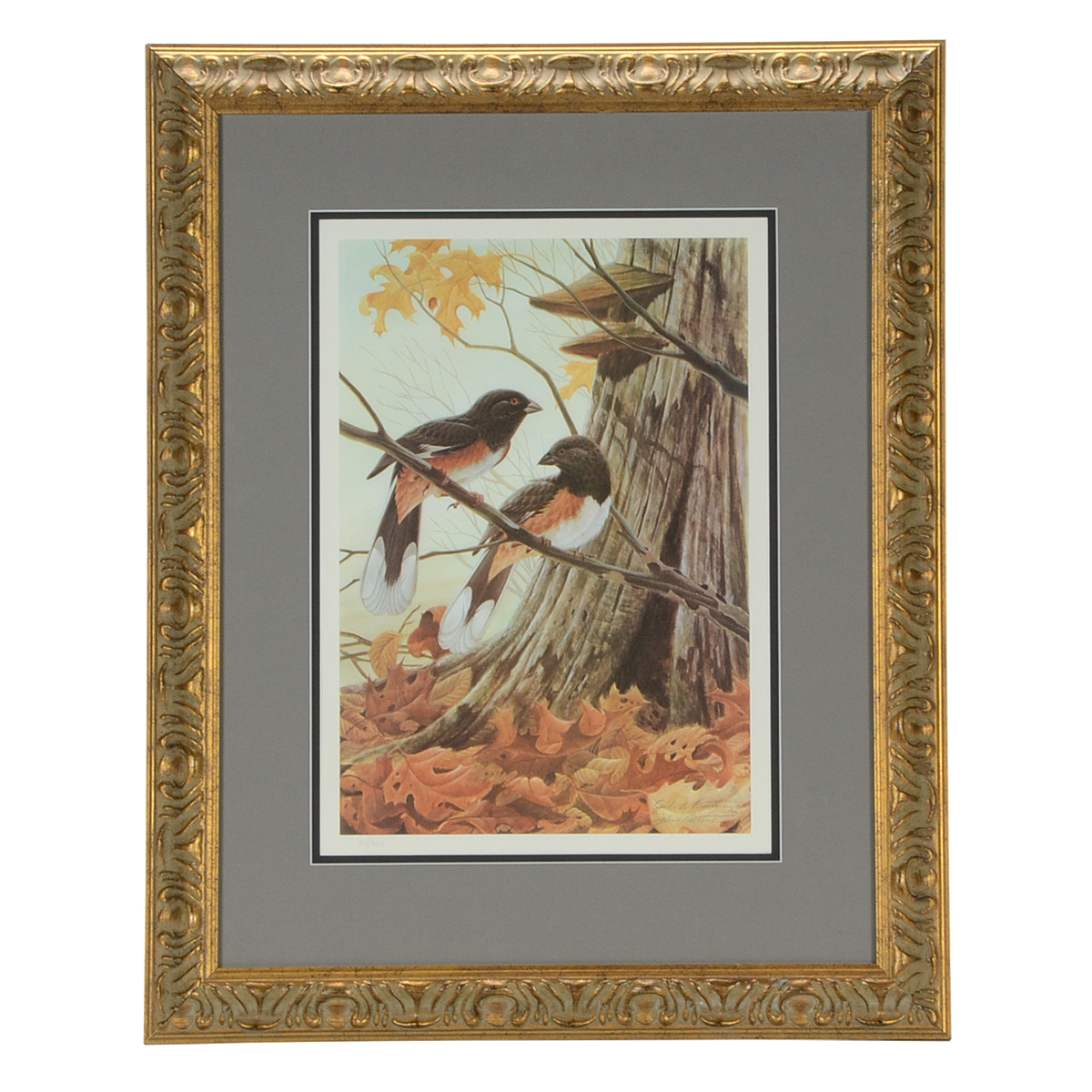 John Ruthven Signed Limited Edition Offset Lithograph "Rufous Sided Towhees"