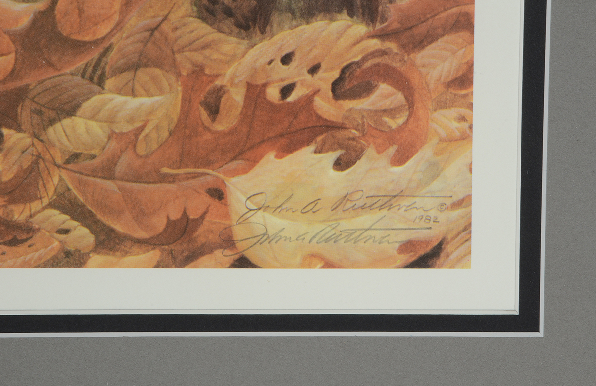 John Ruthven Signed Limited Edition Offset Lithograph "Rufous Sided Towhees"