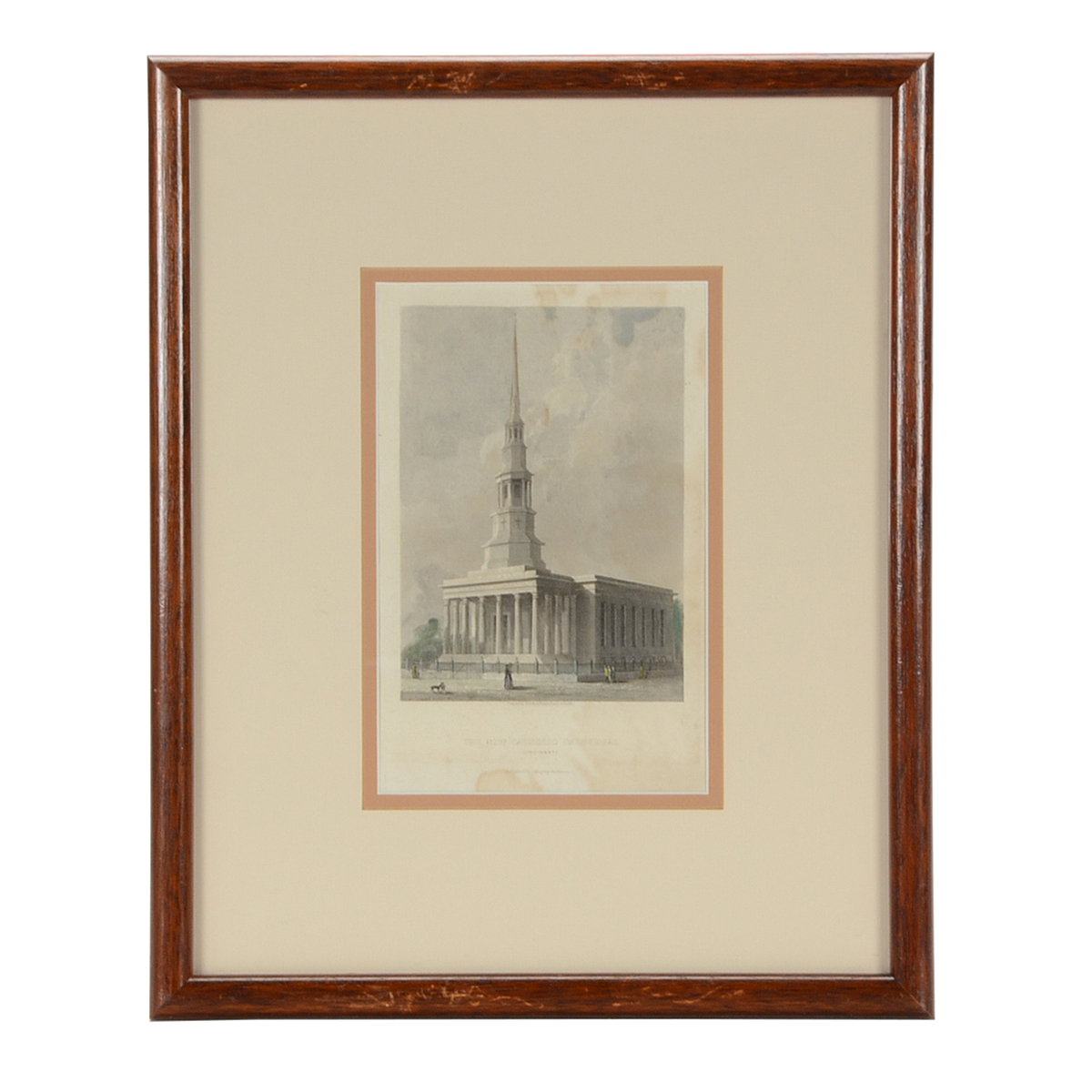 Antique Engraving "The New Catholic Cathedral, Cincinnati"