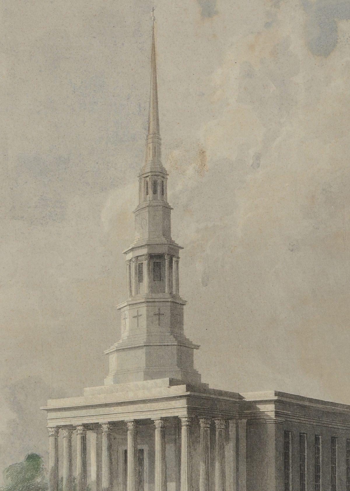 Antique Engraving "The New Catholic Cathedral, Cincinnati"