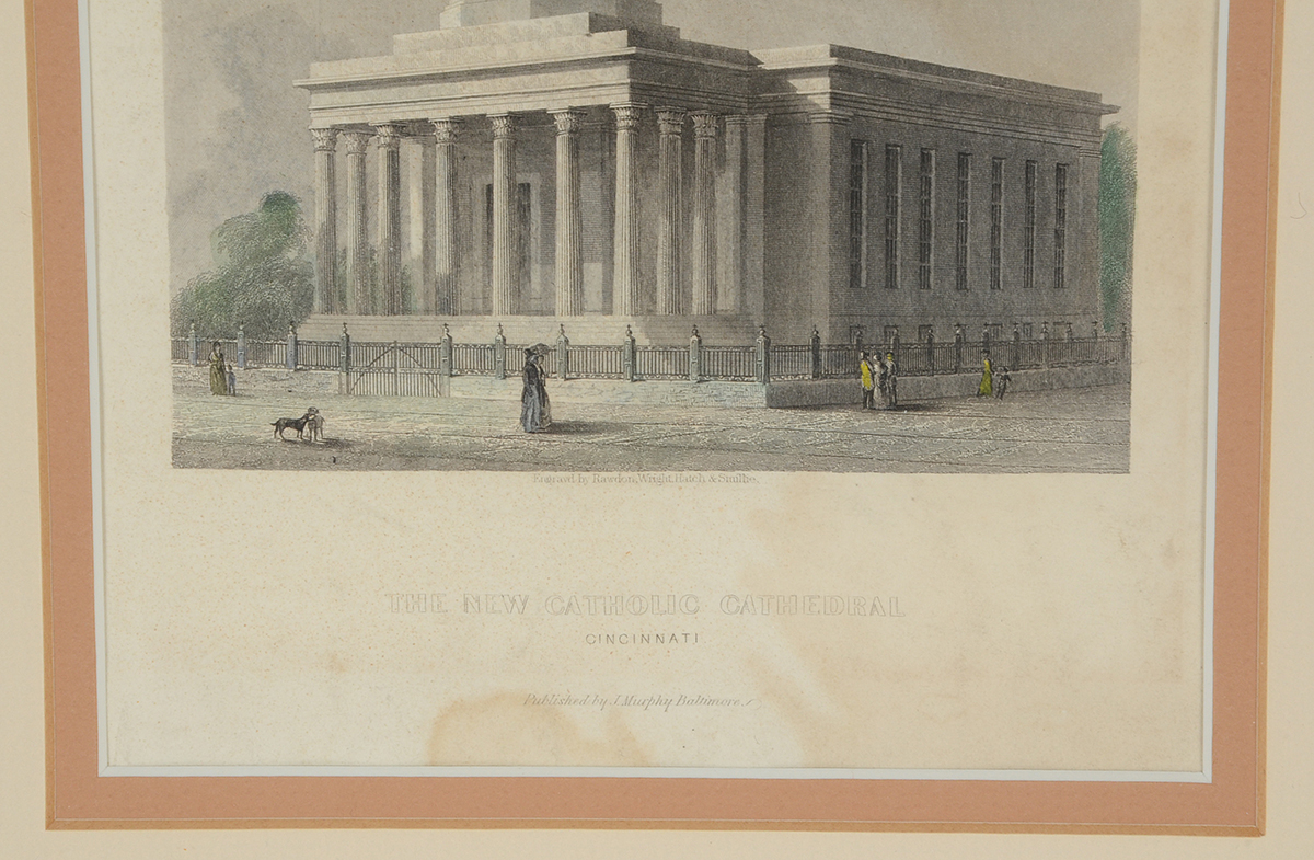 Antique Engraving "The New Catholic Cathedral, Cincinnati"