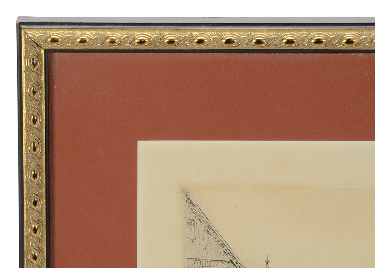 Original Signed Etching of a Fountain