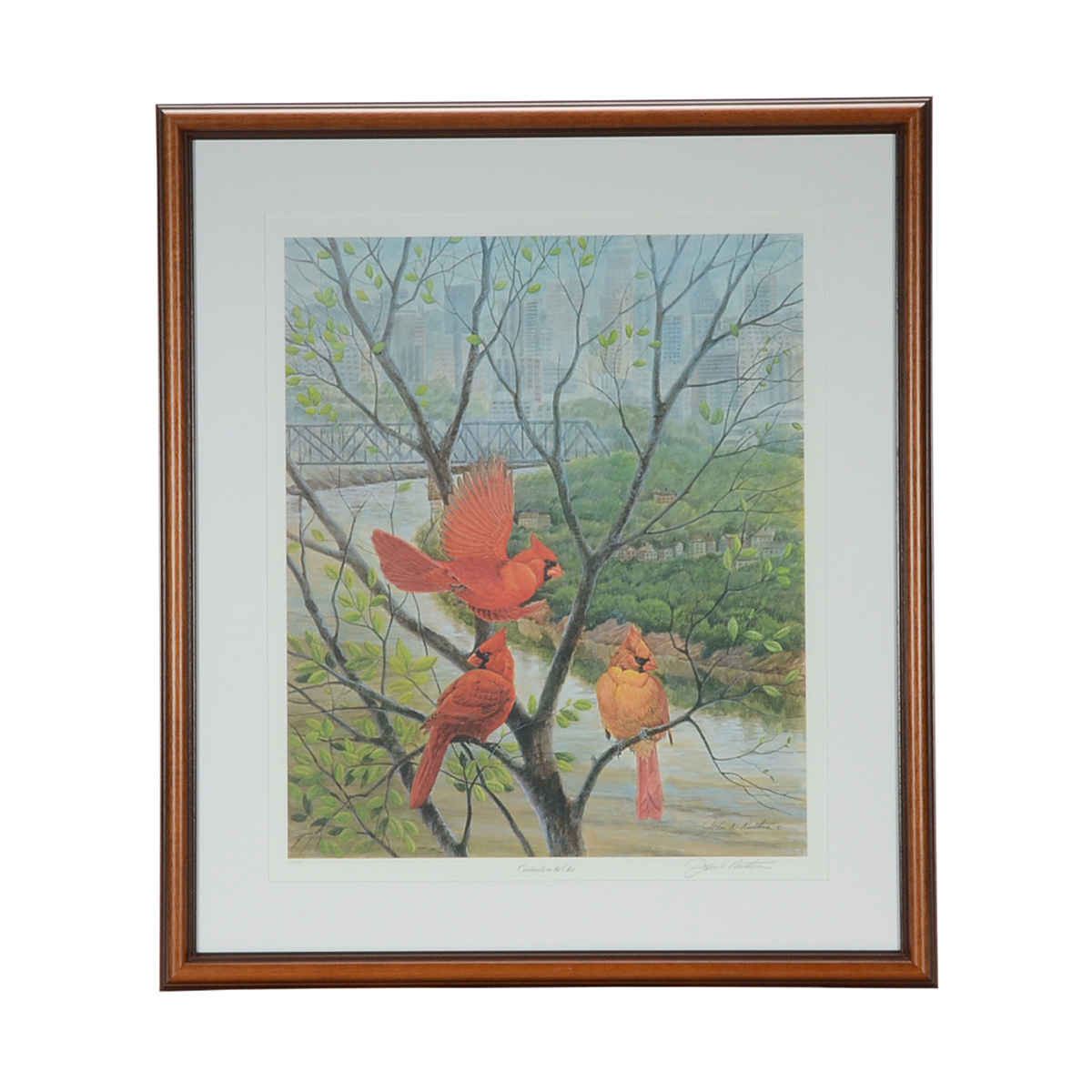 John Ruthven Signed Limited Edition Offset Lithograph "Cardinals on the Ohio"