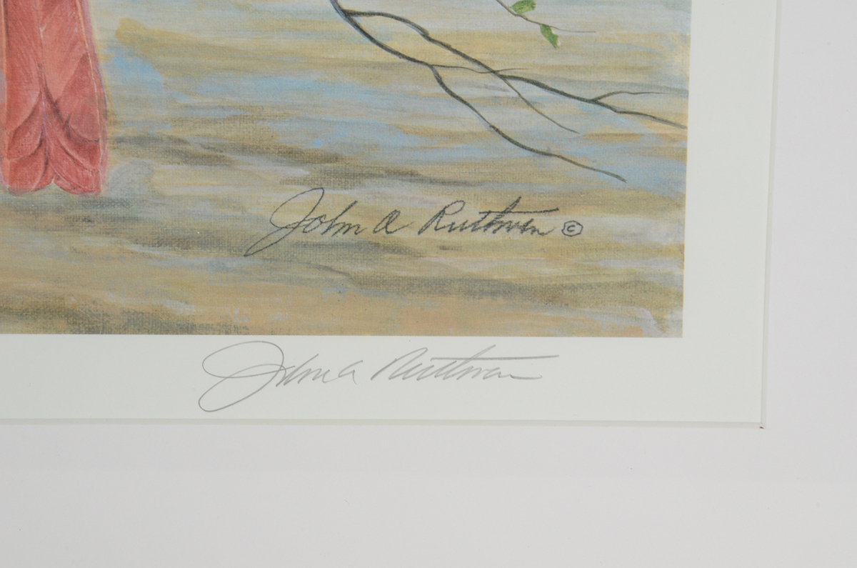 John Ruthven Signed Limited Edition Offset Lithograph "Cardinals on the Ohio"