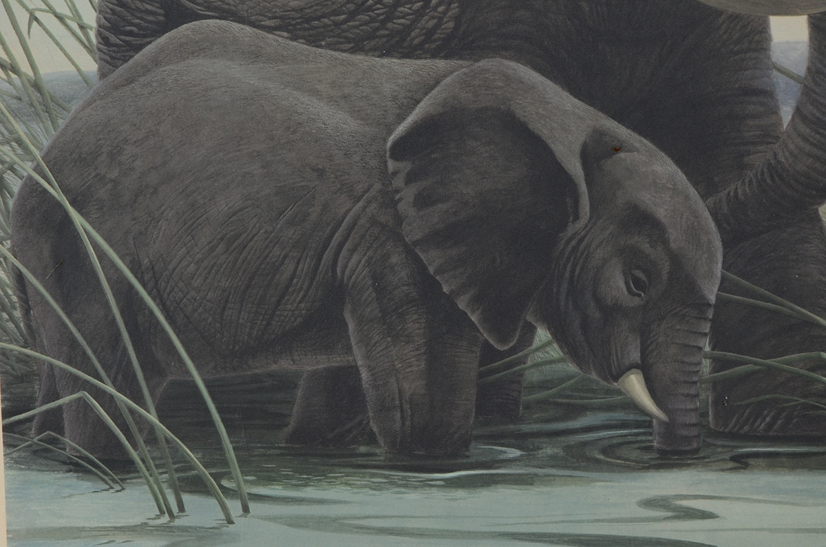 John Ruthven Signed Limited Edition Offset Lithograph "African Elephants"