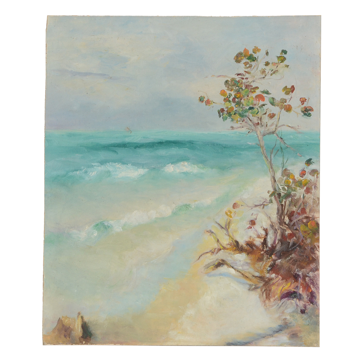 Dora McCollister Original Oil Coastal Scene on Canvas Board