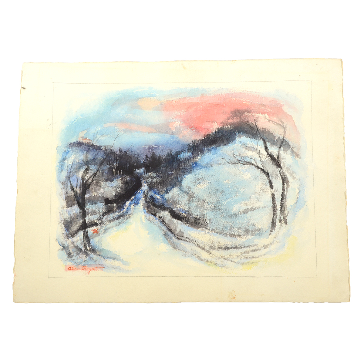 Alene Rogert Original Winter Landscape Watercolor on Paper