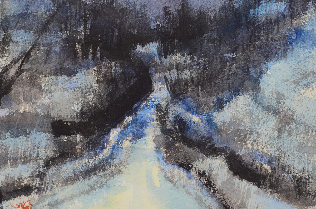 Alene Rogert Original Winter Landscape Watercolor on Paper