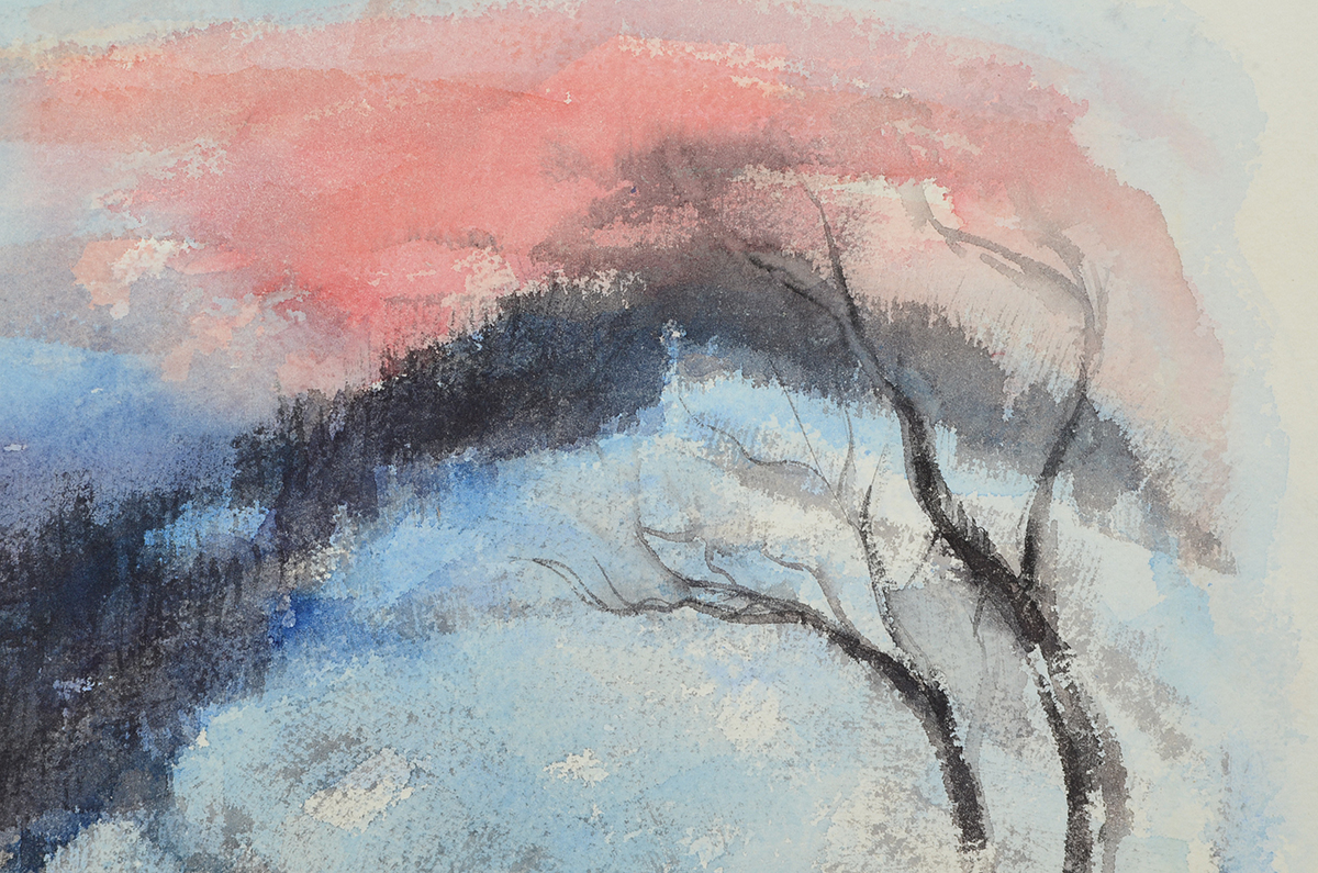 Alene Rogert Original Winter Landscape Watercolor on Paper