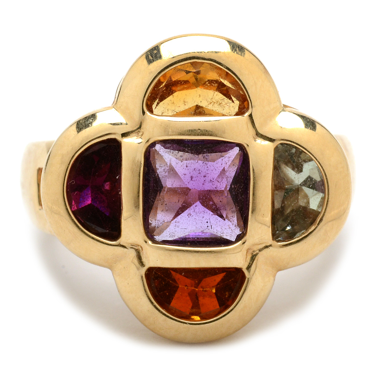 14K Yellow Gold Multi-Stone Quatrefoil Ring