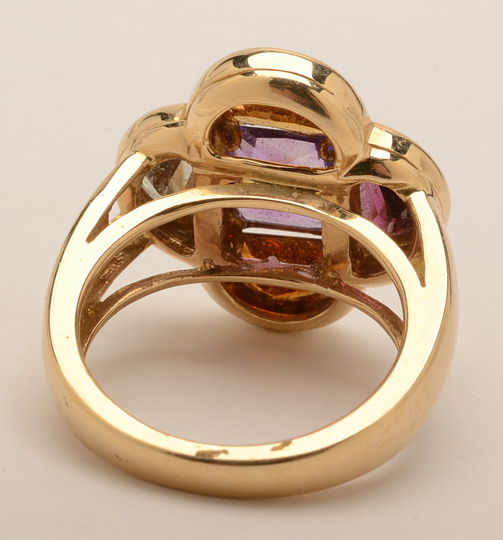 14K Yellow Gold Multi-Stone Quatrefoil Ring