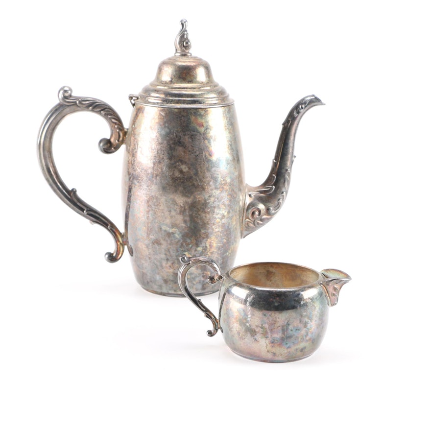 Wm. A. Rogers Plated Silver Coffee Pot and Creamer