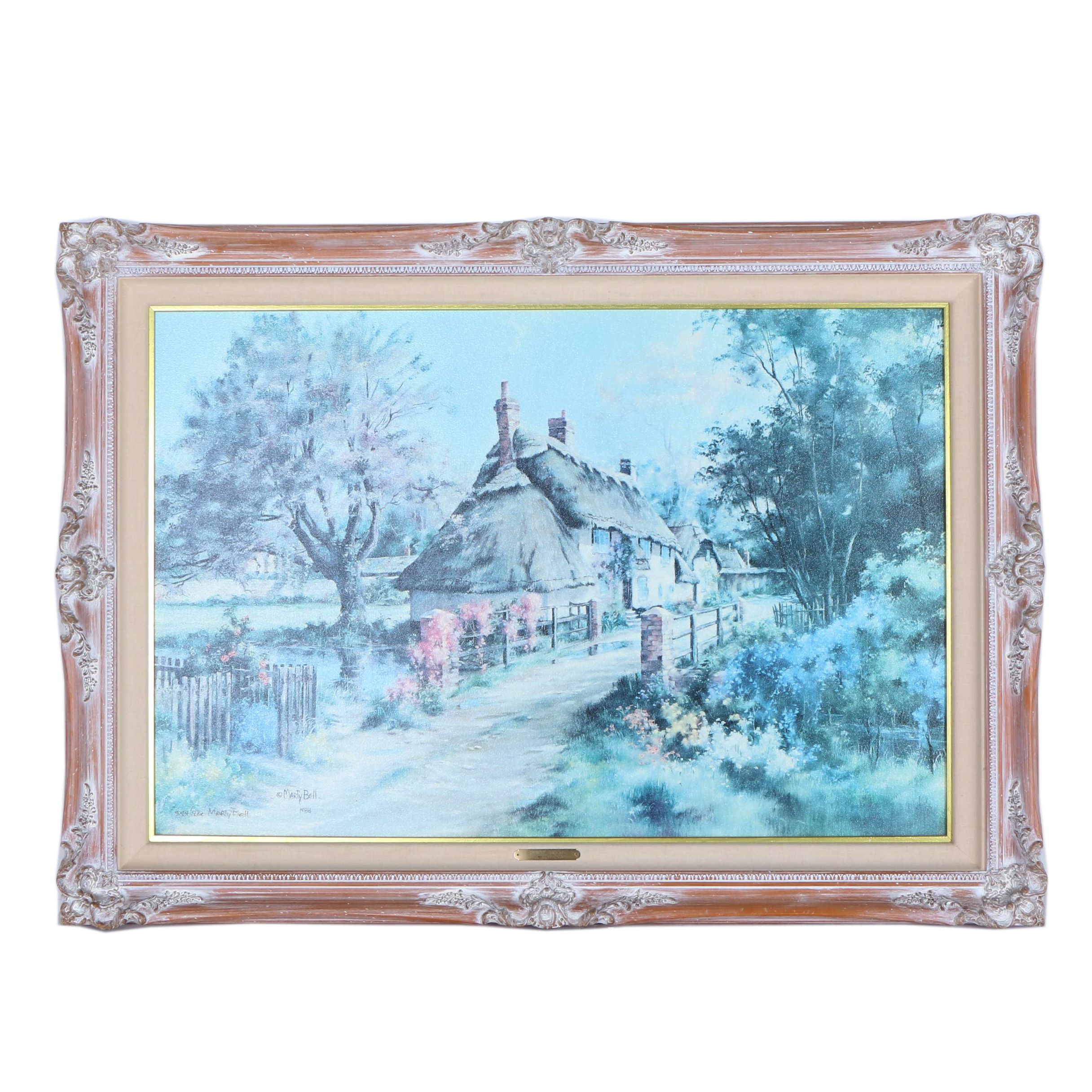 Marty Bell Limited Edition Offset Lithograph on Canvas "Rodway Cottage"
