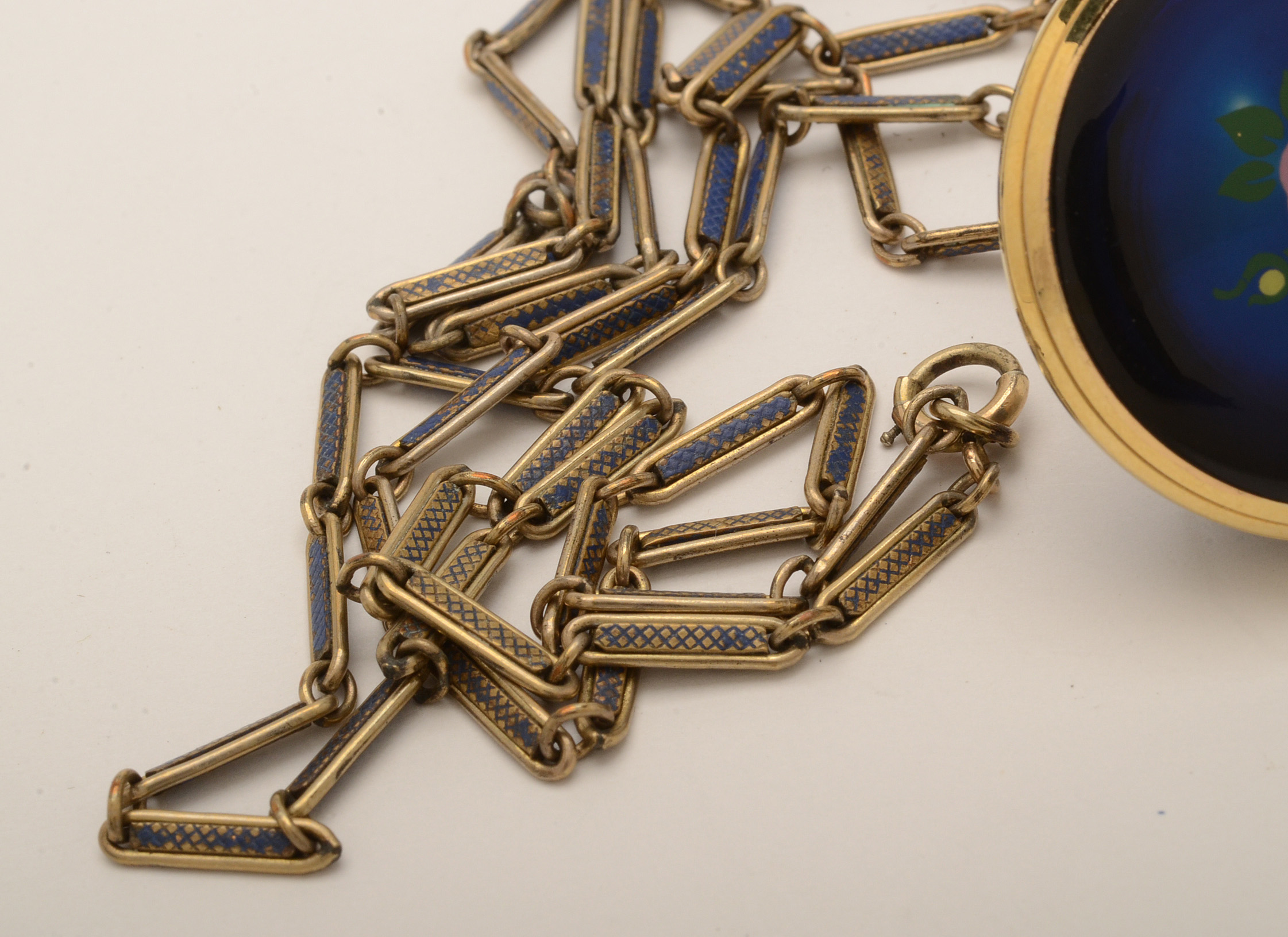 Vintage Fero Feldman Enameled Watch Pendant Necklace