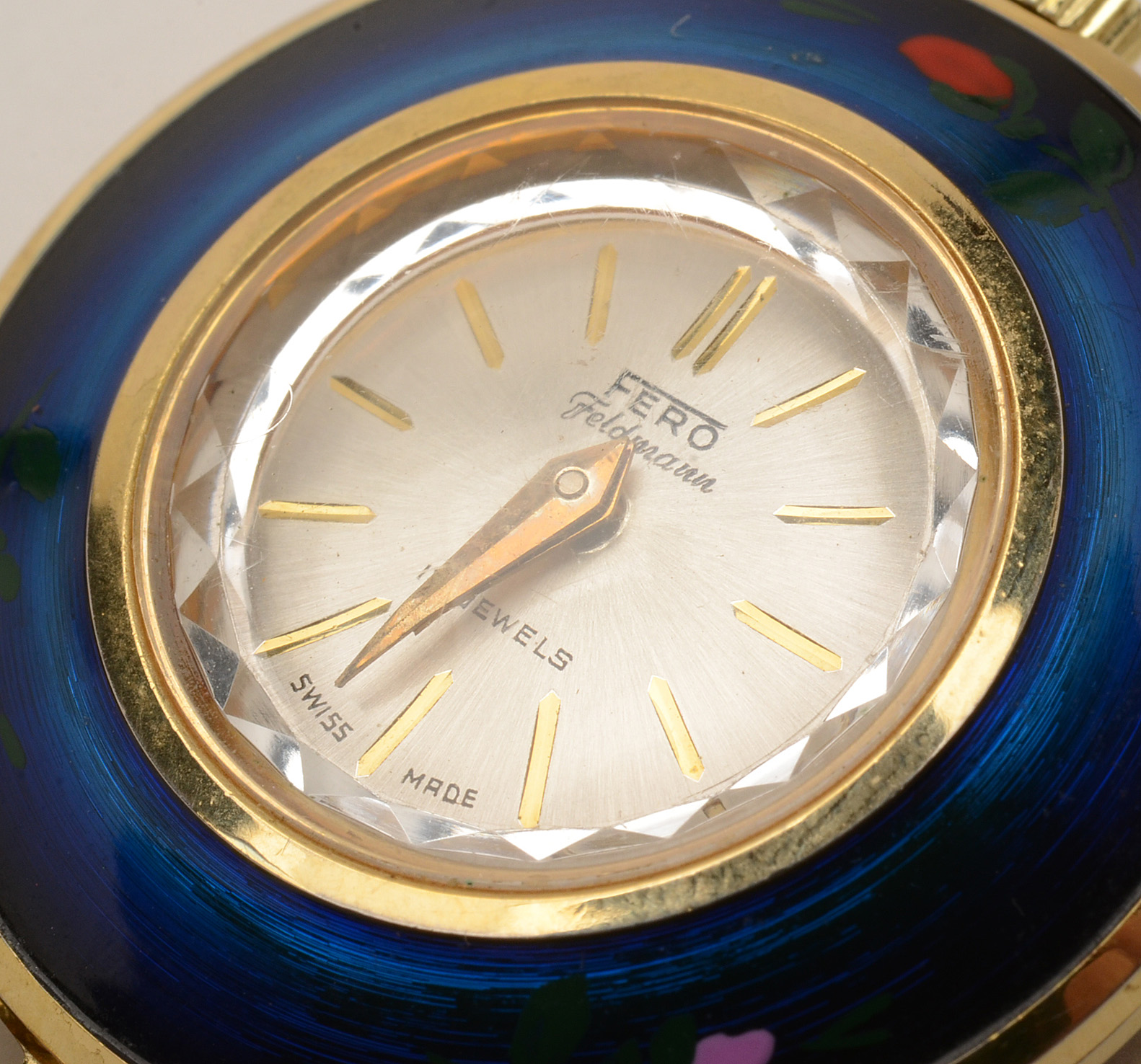 Vintage Fero Feldman Enameled Watch Pendant Necklace