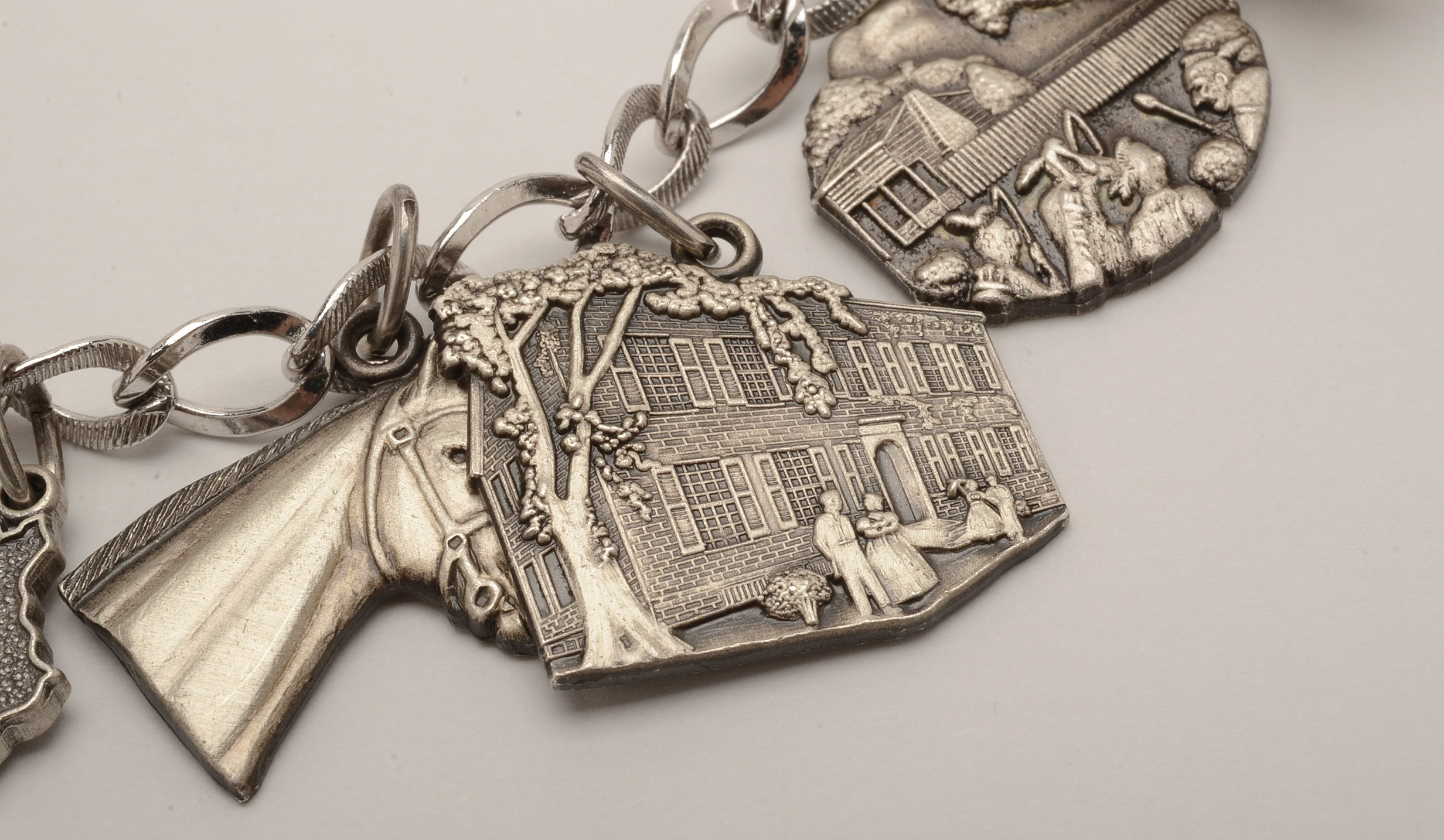 Vintage Silver Charm Bracelet with Sterling Kentucky Motif Charms