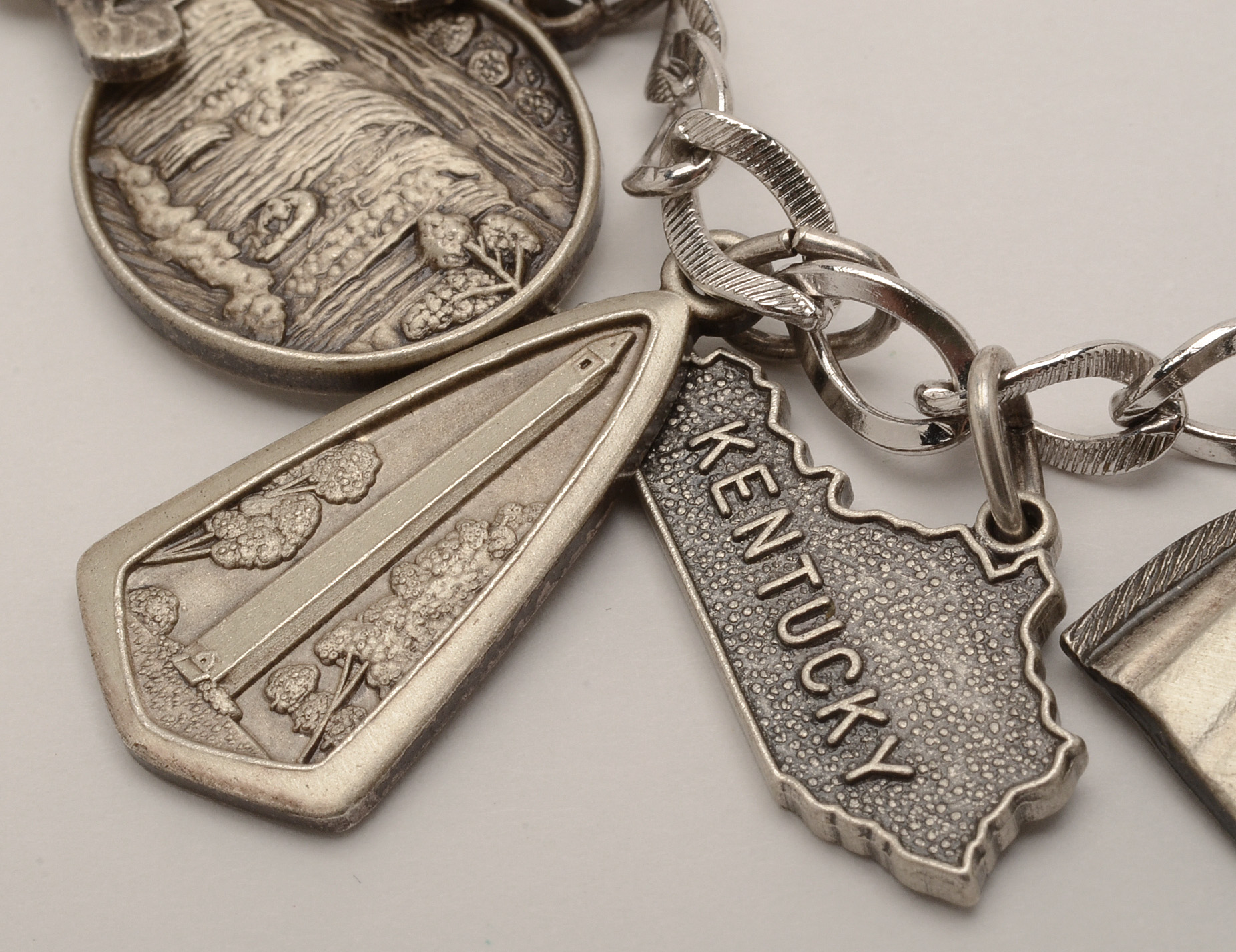 Vintage Silver Charm Bracelet with Sterling Kentucky Motif Charms