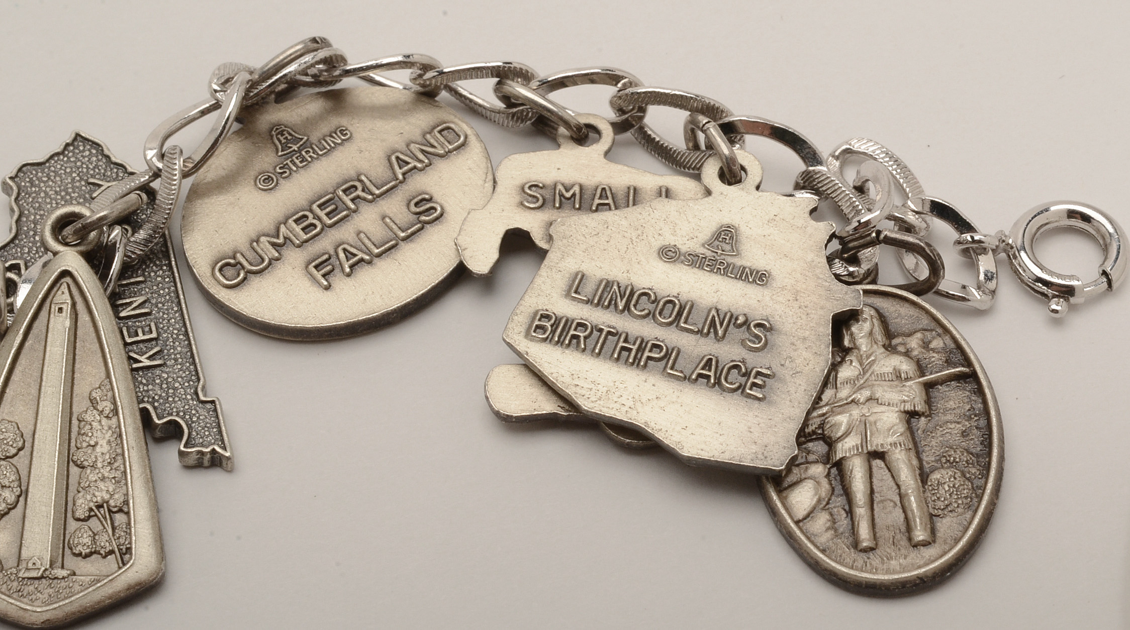 Vintage Silver Charm Bracelet with Sterling Kentucky Motif Charms