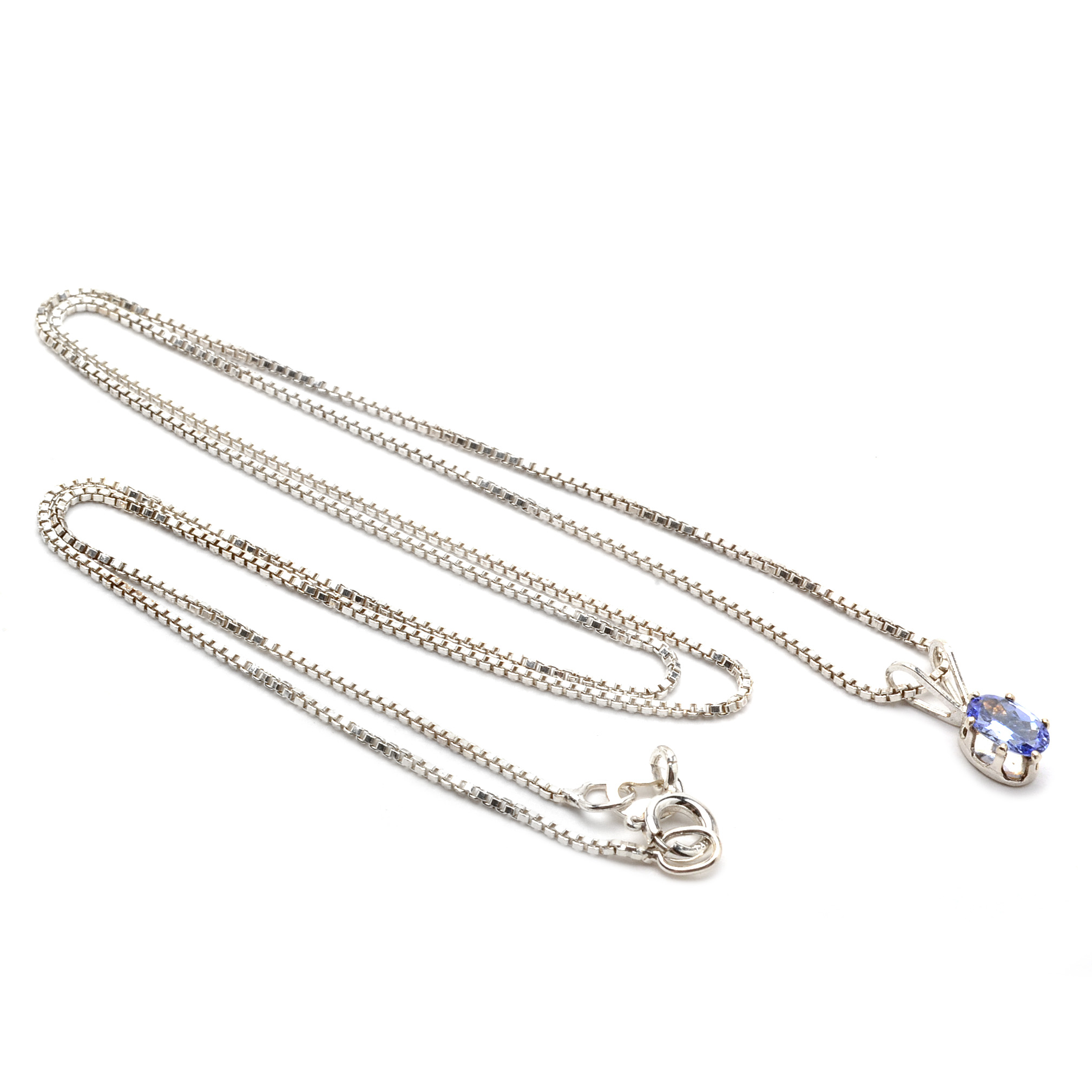 Sterling Silver Tanzanite Pendant Necklace