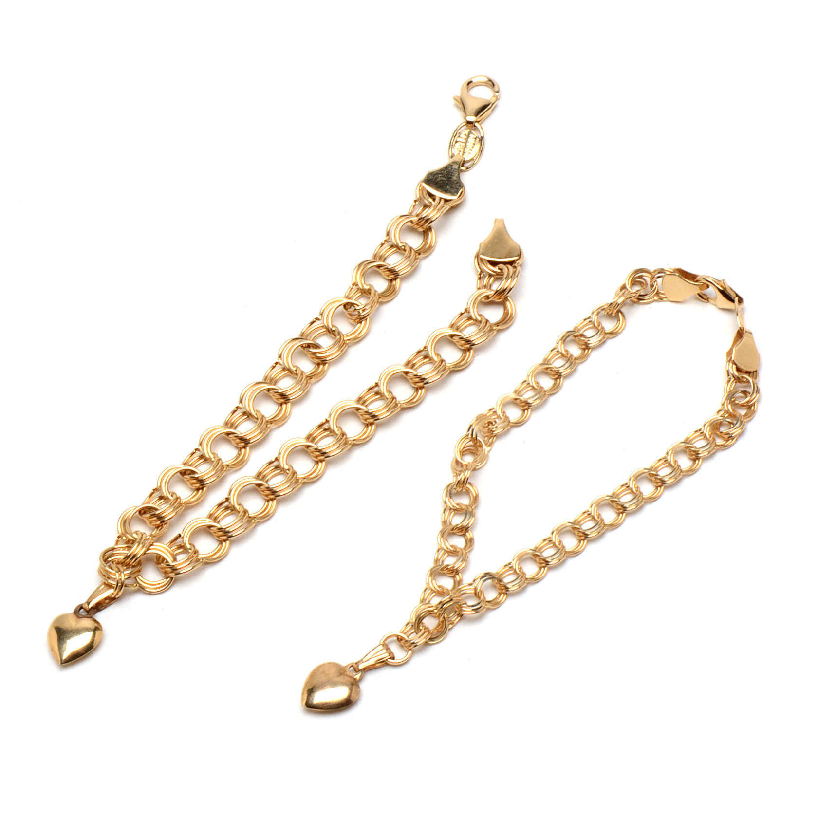 Two 14K Yellow Gold Chain Bracelets