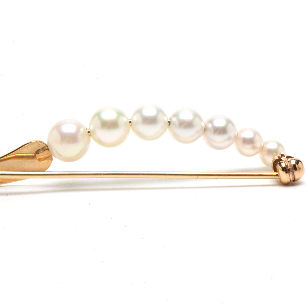 Italian 14K Yellow Gold Hoop Earrings and 14K Cultured Pearl Pin