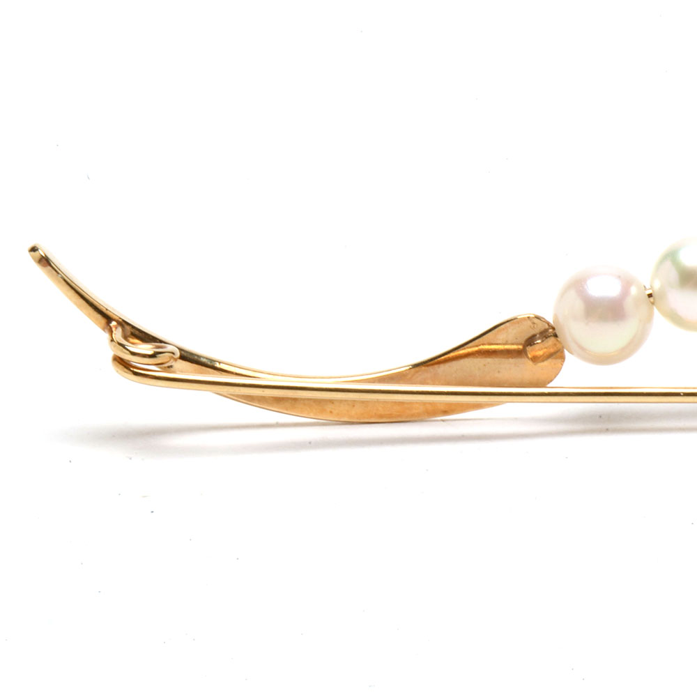 Italian 14K Yellow Gold Hoop Earrings and 14K Cultured Pearl Pin
