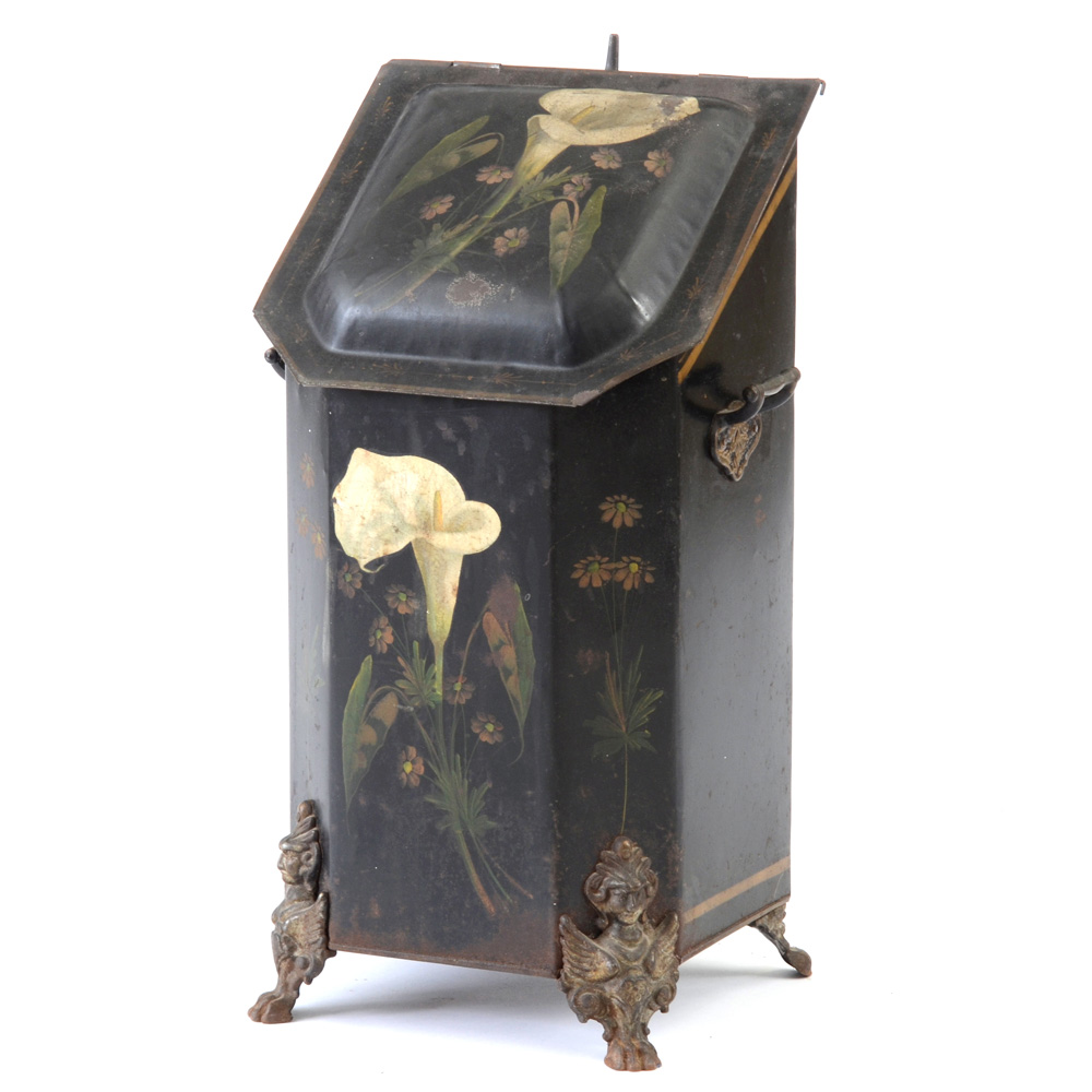 Hand-Painted Antique Coal Bin