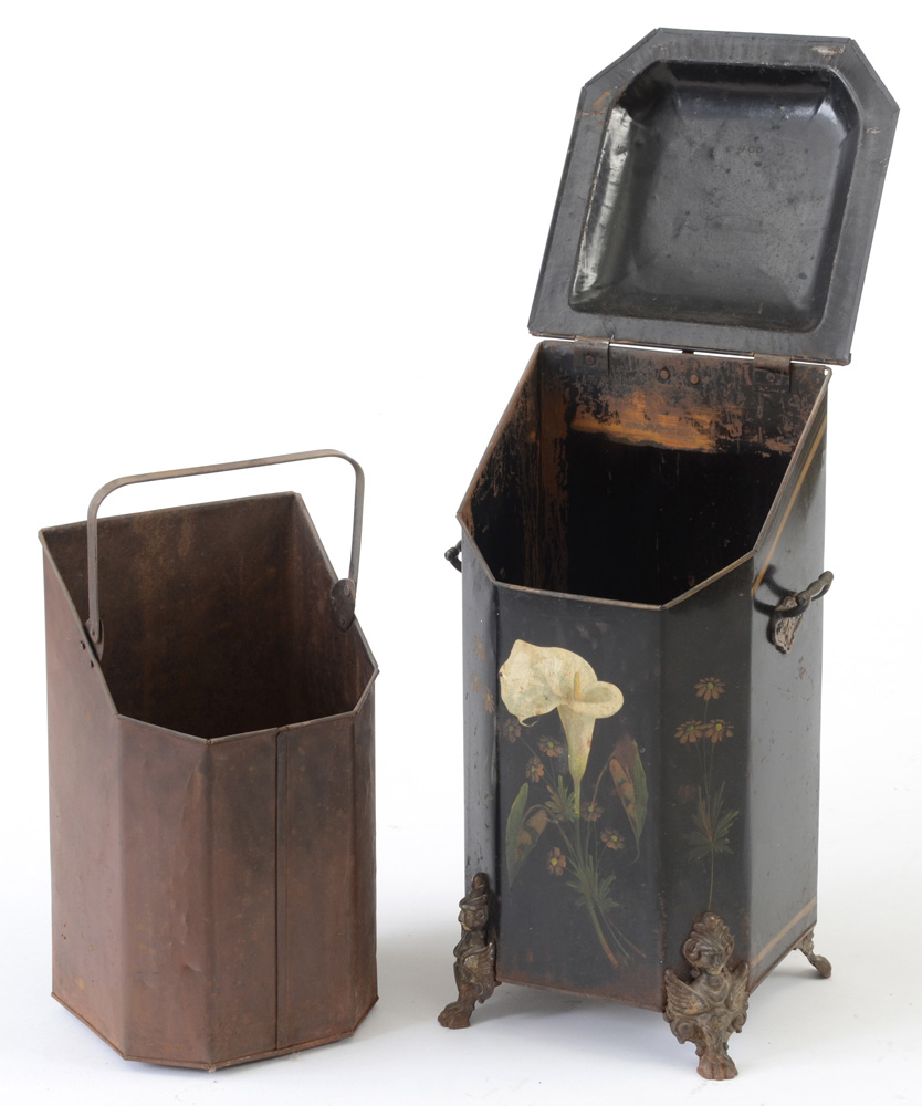 Hand-Painted Antique Coal Bin