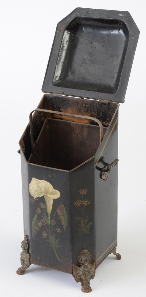 Hand-Painted Antique Coal Bin