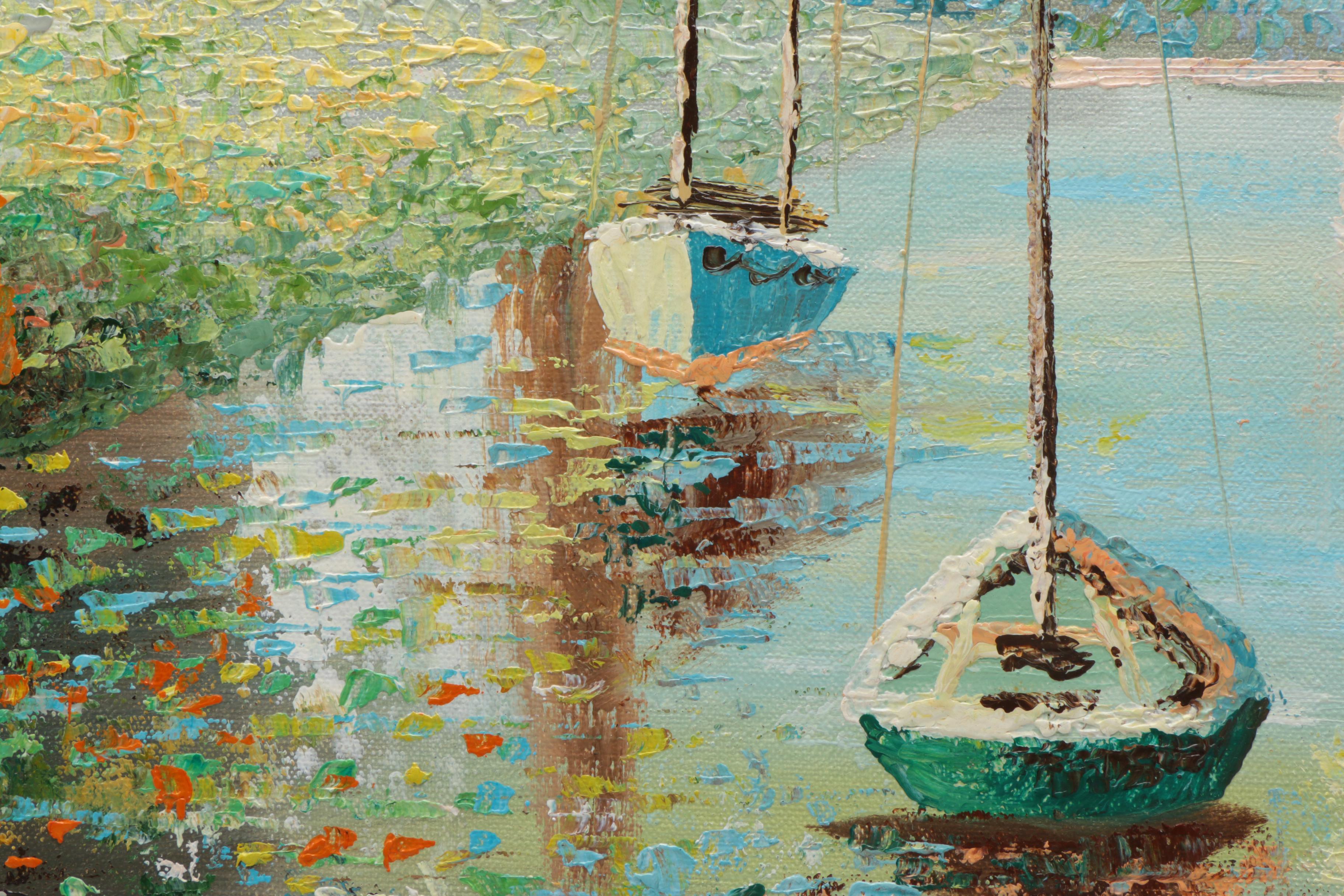 DuBois Impressionist Oil Painting of Two Boats